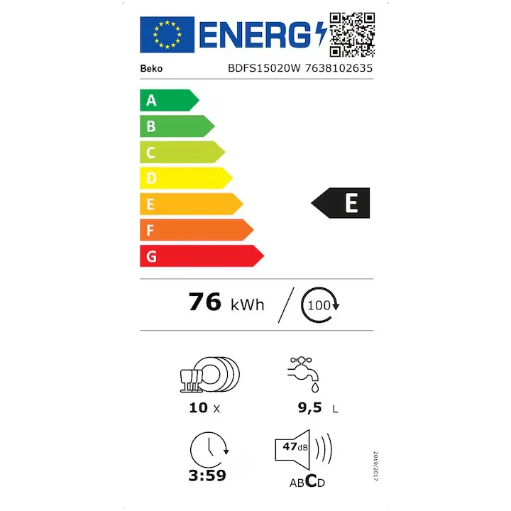 clasa energetica Beko BDFS15020W